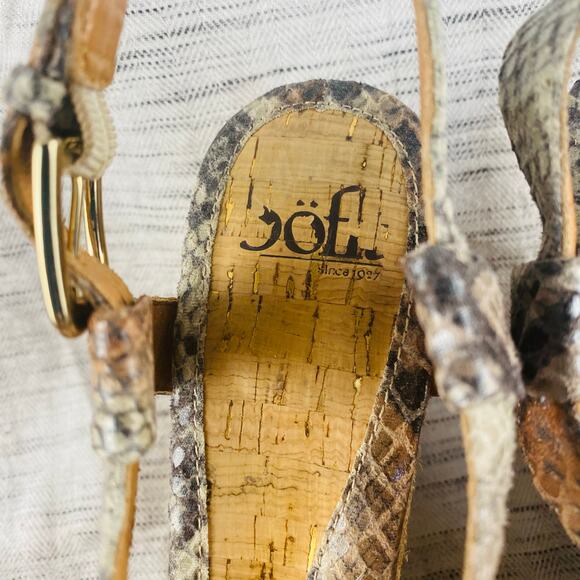 Sofft Leather‎ Snakeskin Wedge Espadrille T-Strap Sandal Size 9 - Picture 9 of 9